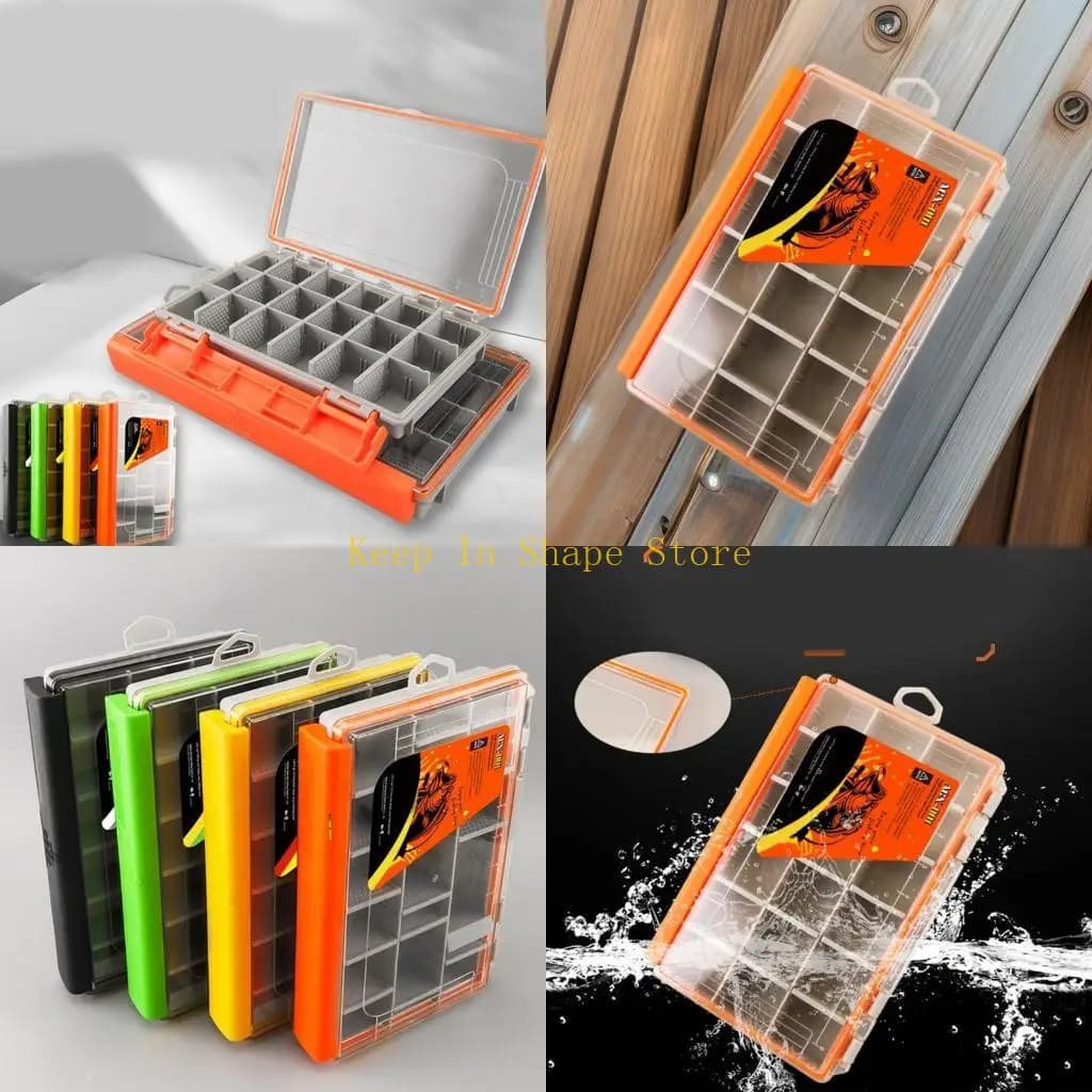 U1JC Fishing Tackle Box Lures Organizers Clear Lid Tray Box Lures Storage Box with Removable Dividers Portable Storage Tray