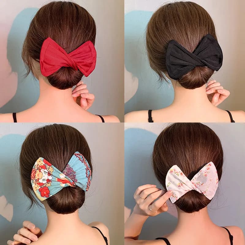 Deft Bun Hair Band Make You Donut Maker Girls Print Tipped Flexible Twister Styling Tool Bigodino Hair Accessories