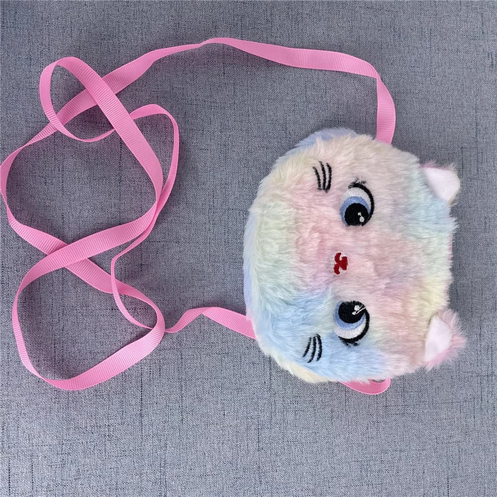 1X Random Color, 13*12CM Cat Plush Satchel , Messenger Pouch , Coin Bag Wallet