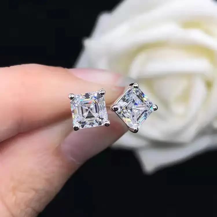 Moissanite Square Stud Earrings For Women Luxury Jewelry Original 925 Sterling Diamond Wedding Party Jewelry Gift
