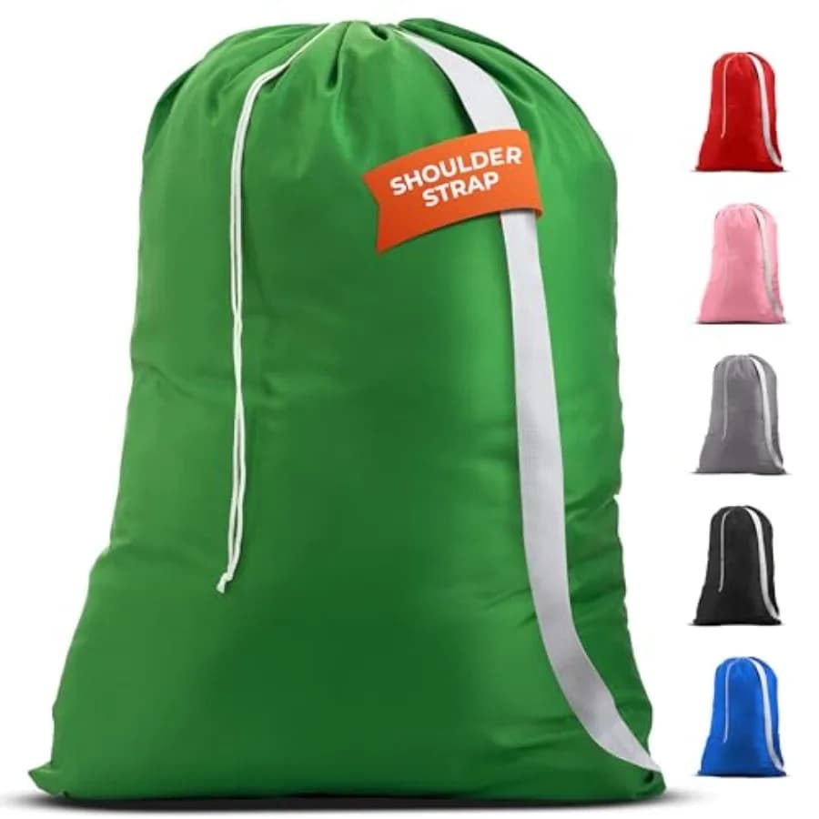 Extra Large Laundry Bag with Adjustable Shoulder Strap Heavy Duty, Durable Nylon, Drawstring Locking Closure, 30" x 40" Laundry