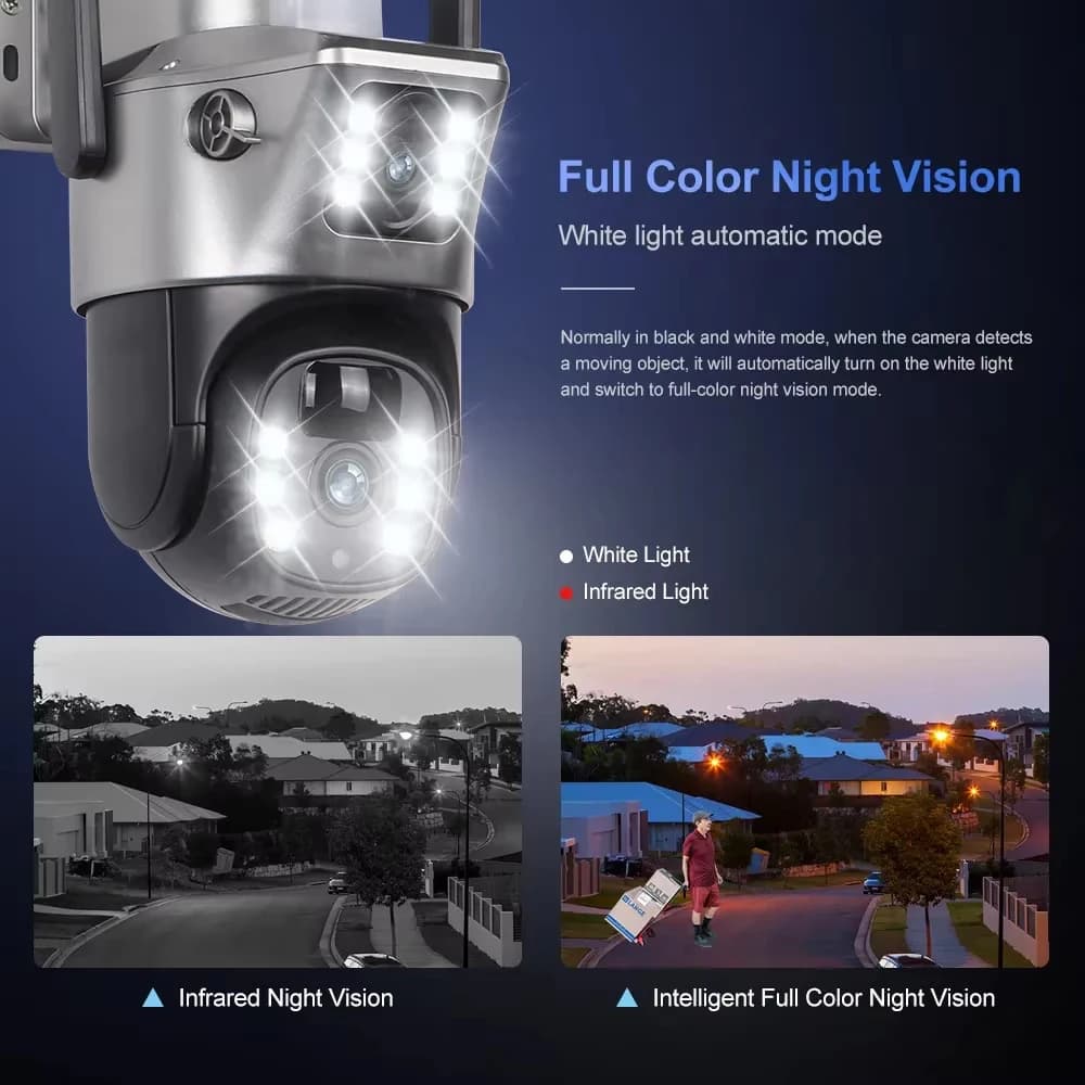 4K 8MP Dual Lens Solar PTZ Camera Kit 10CH 5MP Wireless NVR Solar Battery Outdoor Auto Tracking IP66 Waterproof Security System