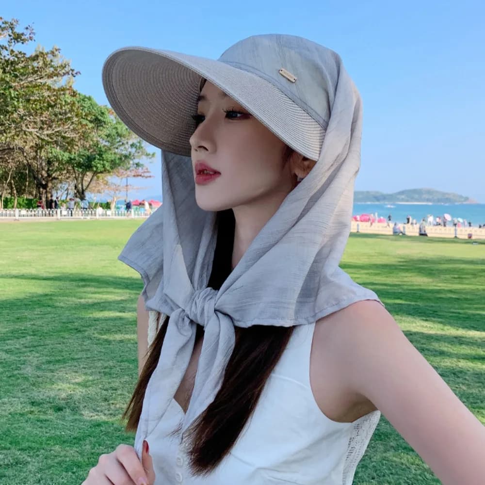 Portable Korean Style Headscarf Baseball Hat Wide Brim Print Scarf Baseball Cap Hair Band Hair Scarf Strappy Scarf Hat Women