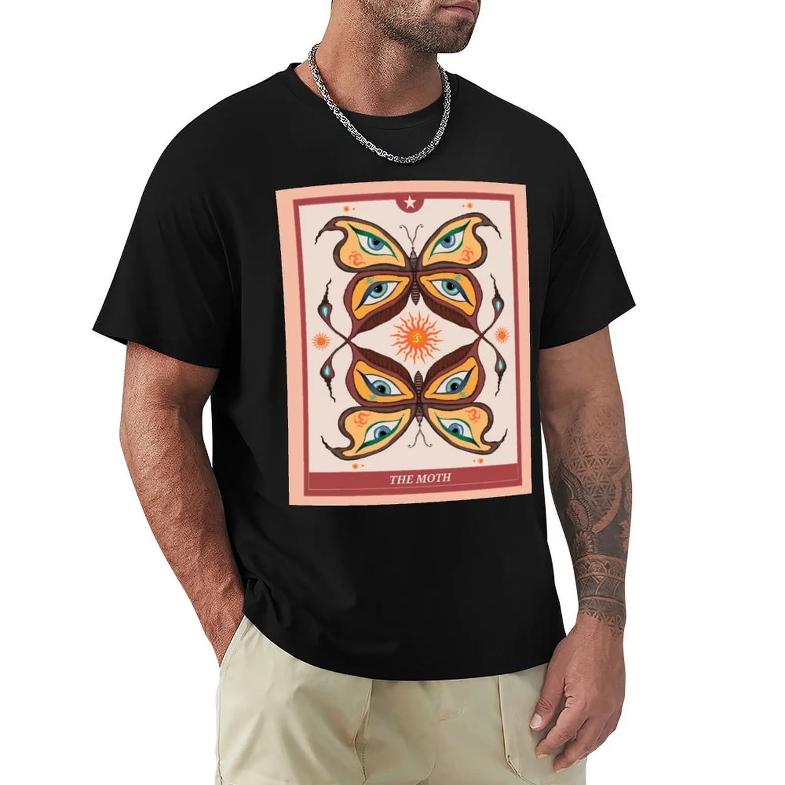 The Moth Tarot Card T-Shirt Plus Size Summer Short Sleeve T-Shirt