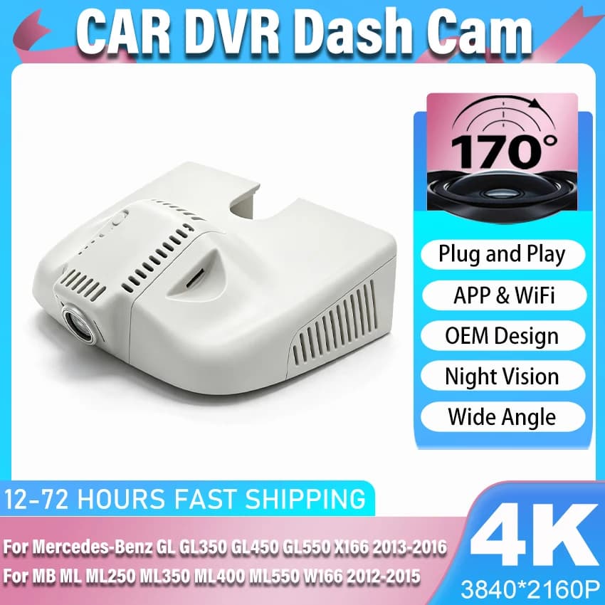 Dash Cam For Mercedes-Benz GL GL350 GL450 GL550 X166 2013-2016 For MB ML ML250 ML350 ML400 ML550 W166 2012-2015 Dashcam 4K 2160P