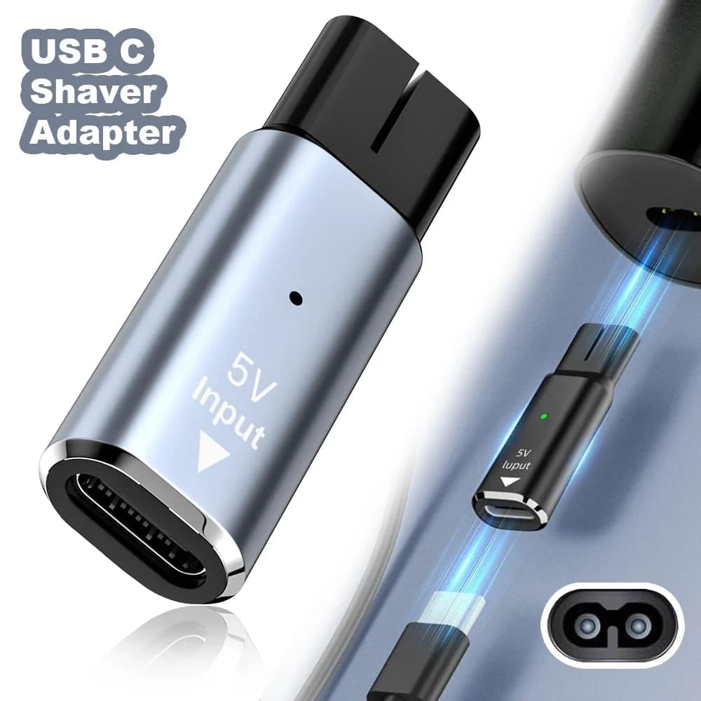 Adattatore Caricabatterie Type-C 5V Compatibile con Rasoio Philips One Blade QP2724 QP2834 QP4530 QP1924 QP1324