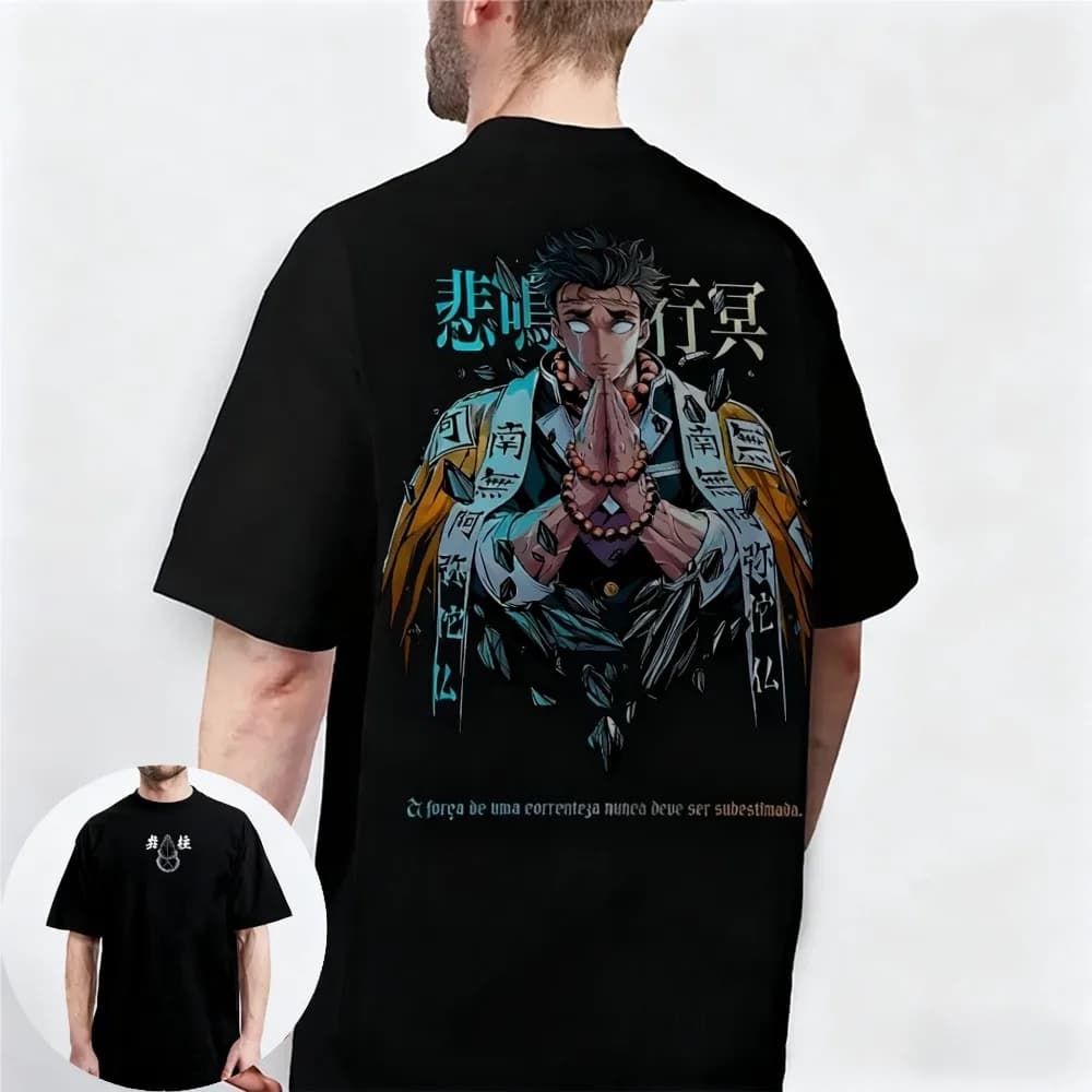 2026 Demon Slayer Gyomei Himejima Periferica T-shirt a maniche corte Allentato Casual da uomo High Street Versatile Ragazzi Genitore-bambino Top