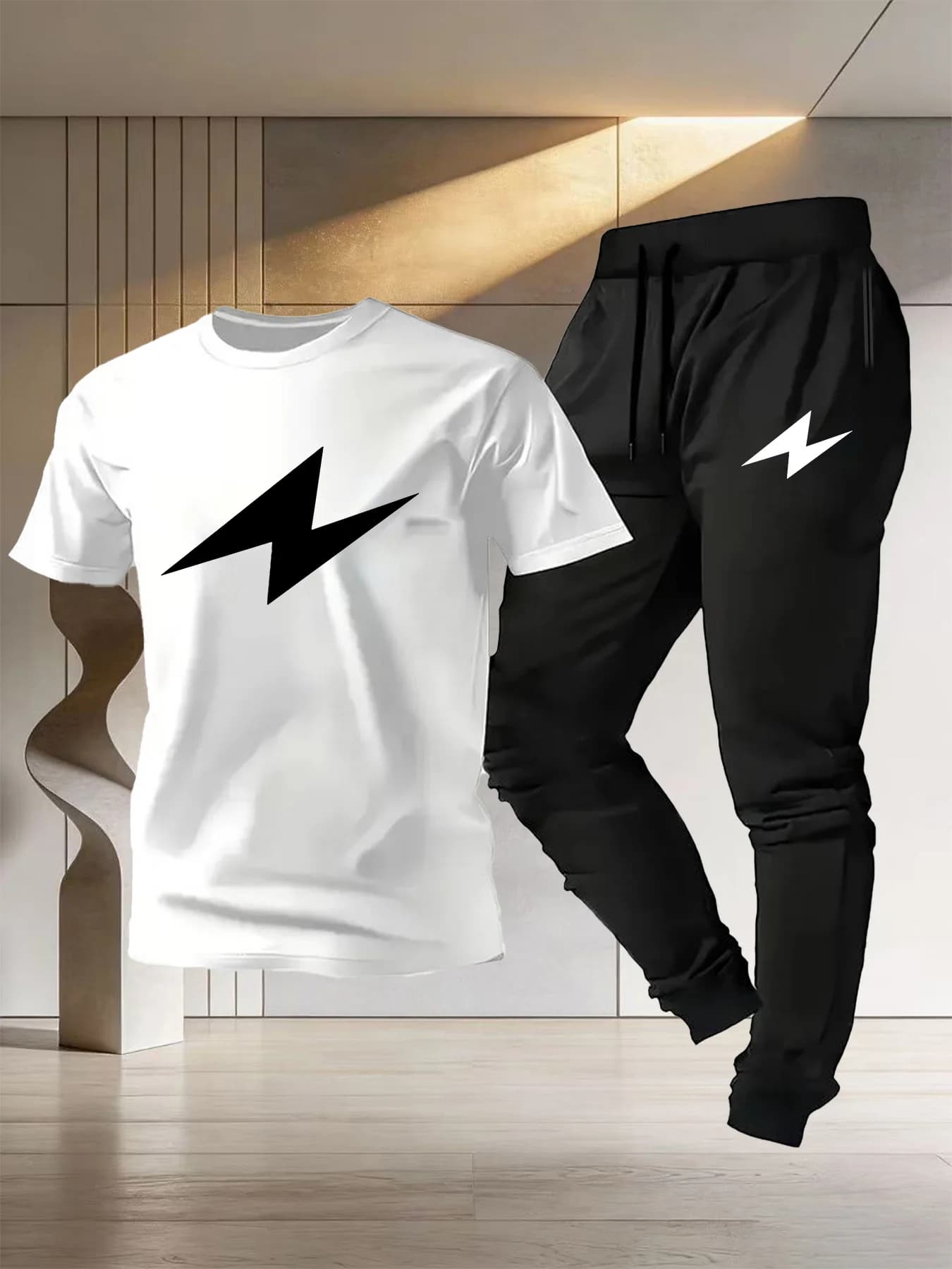 Completo sportivo da uomo 2026 - T-shirt a maniche corte in puro cotone e pantaloni leggeri, set due pezzi casual per fitness e corsa