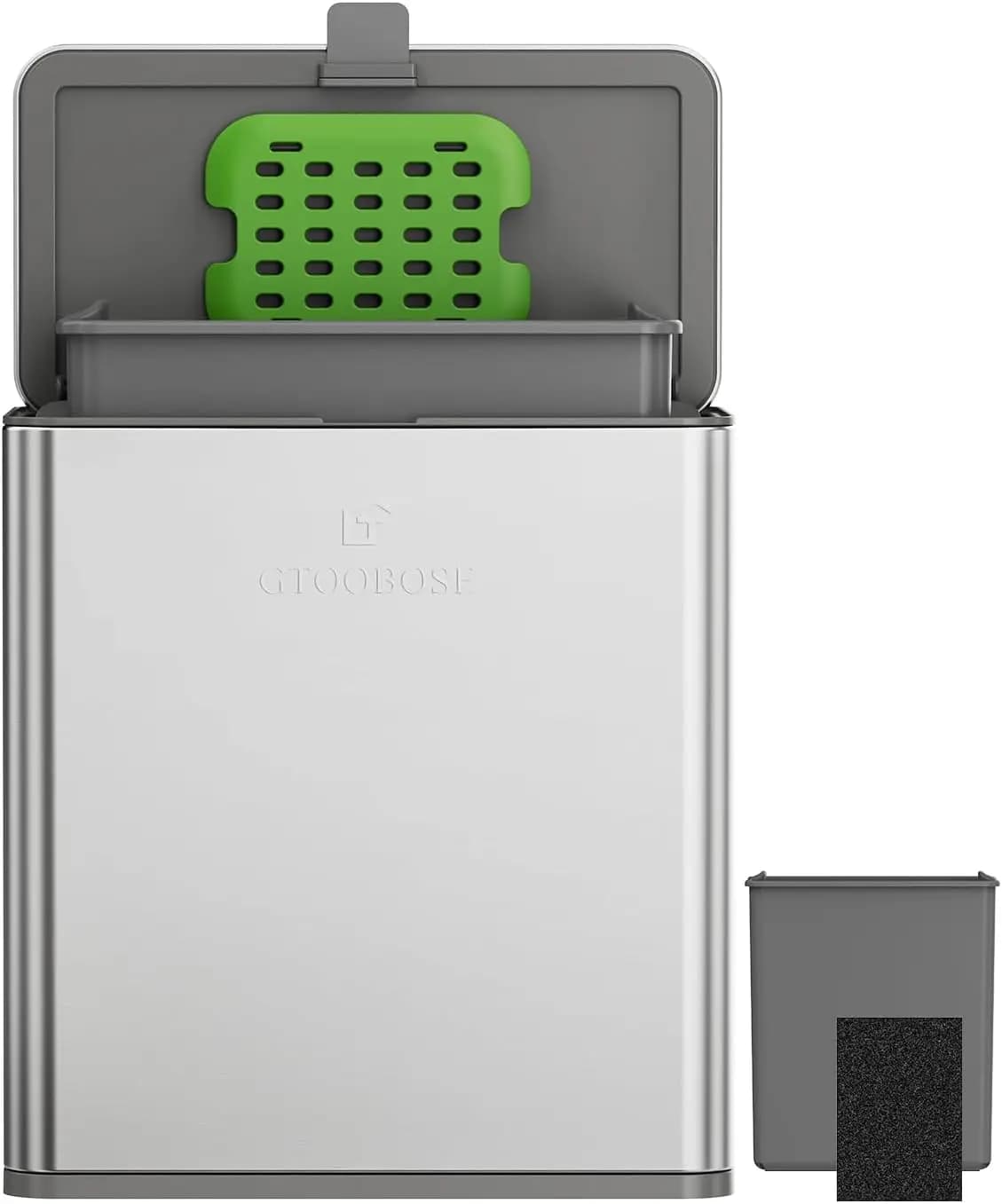 Cestino per Compostaggio Sottile in Acciaio Inox da 10L con Coperchio, Bidone da Parete per Cucina, Bagno, Ufficio, Salvaspazio