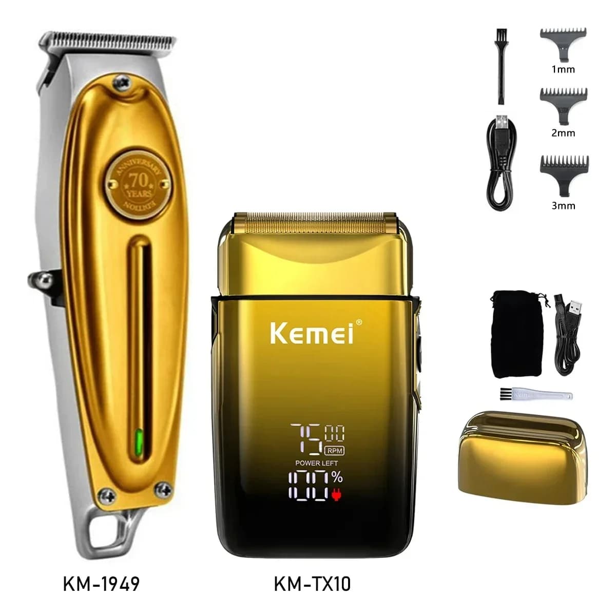 Kemei 7500 RPM Electric Razor Professional Hair Shaver Refillable Barba Trimmer Razor Cutting Machine for Men KM-TX10