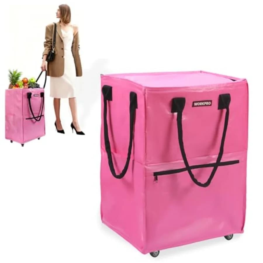 Rolling Grocery Bag 36-Gallon Tote with 5 Wheels 110 lbs Capacity Dual Carry Wide Zipper and Extra Storage for Shopping Laundry