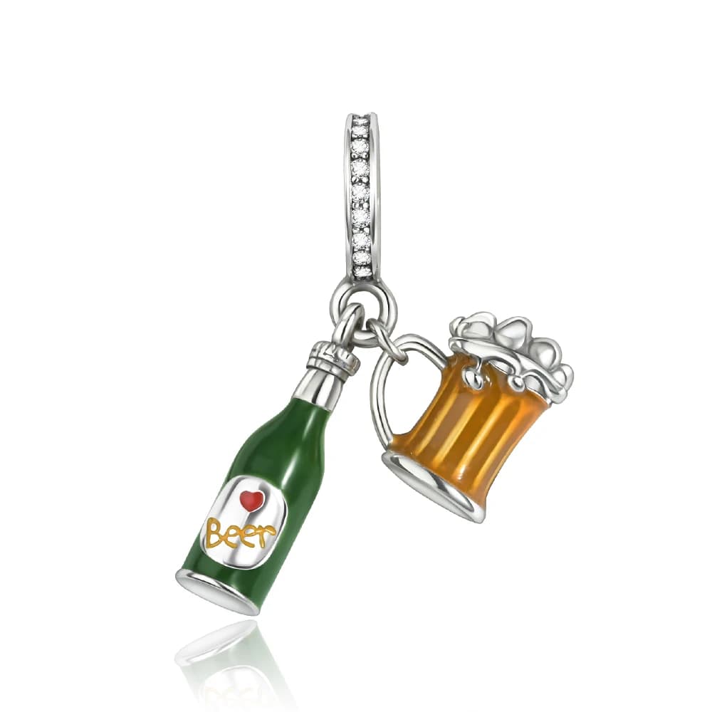 Ahthen 925 Sterling Silver Vendita Calda Perline Boccale di birra Ciondola il fascino misura Braccialetti a catena del serpente Collane per le donne Creazione di gioielli