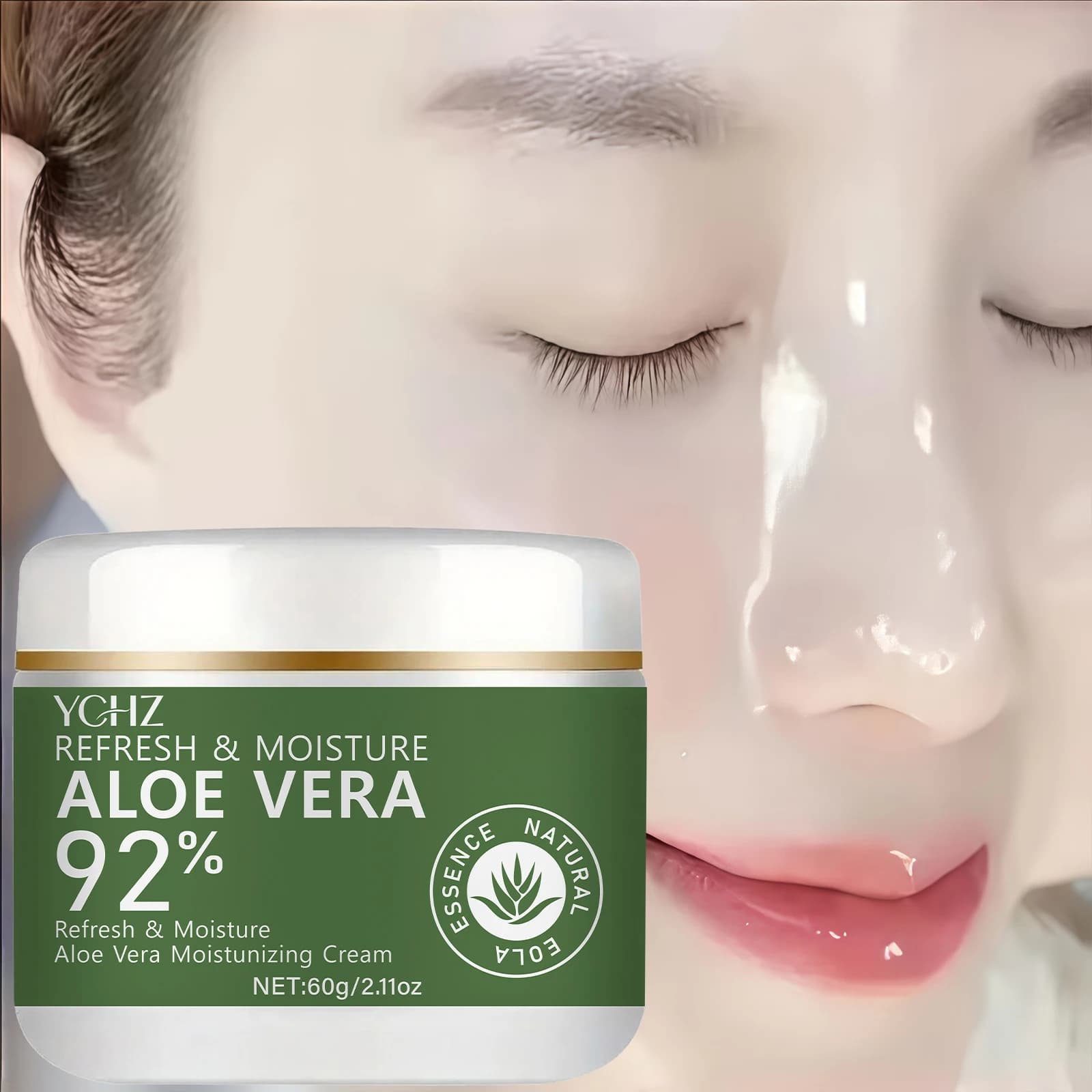 98% Aloe Vera cream, a moisturizing cream rich in hyaluronic acid and collagen, which provides nourishment. This moisturizing cream offers a deep hydration for dry skin and is suitable for day and night use.
