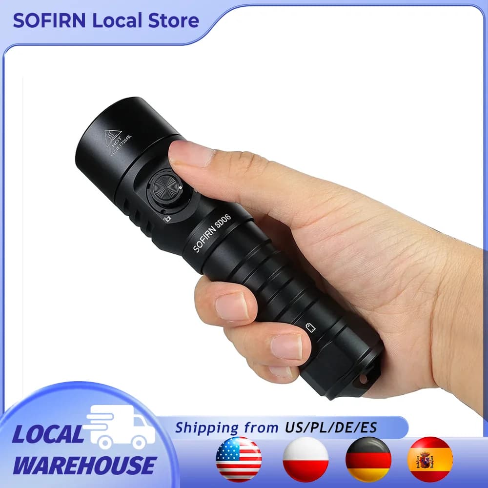 Sofirn SD06 3200lm Torcia subacquea SFT70 Luce a LED Ricaricabile Subacquea Torcia subacquea profonda Dive Potente 21700 Sotto 100M