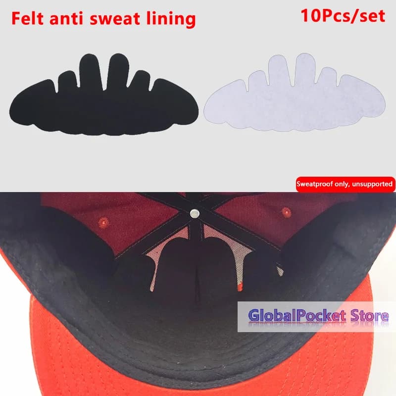 [TG823]10 Pcs Hat Sweat Liner Absorbing Pad Prevents Stains Protector Bands For Baseball Golf Cap Men Women
