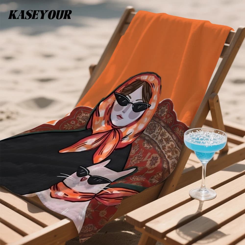 Orange Cool Duo Compact Travel Beach Towel Super Absorbent Sand Resistant, Microfiber for Swimming Camping Yoga