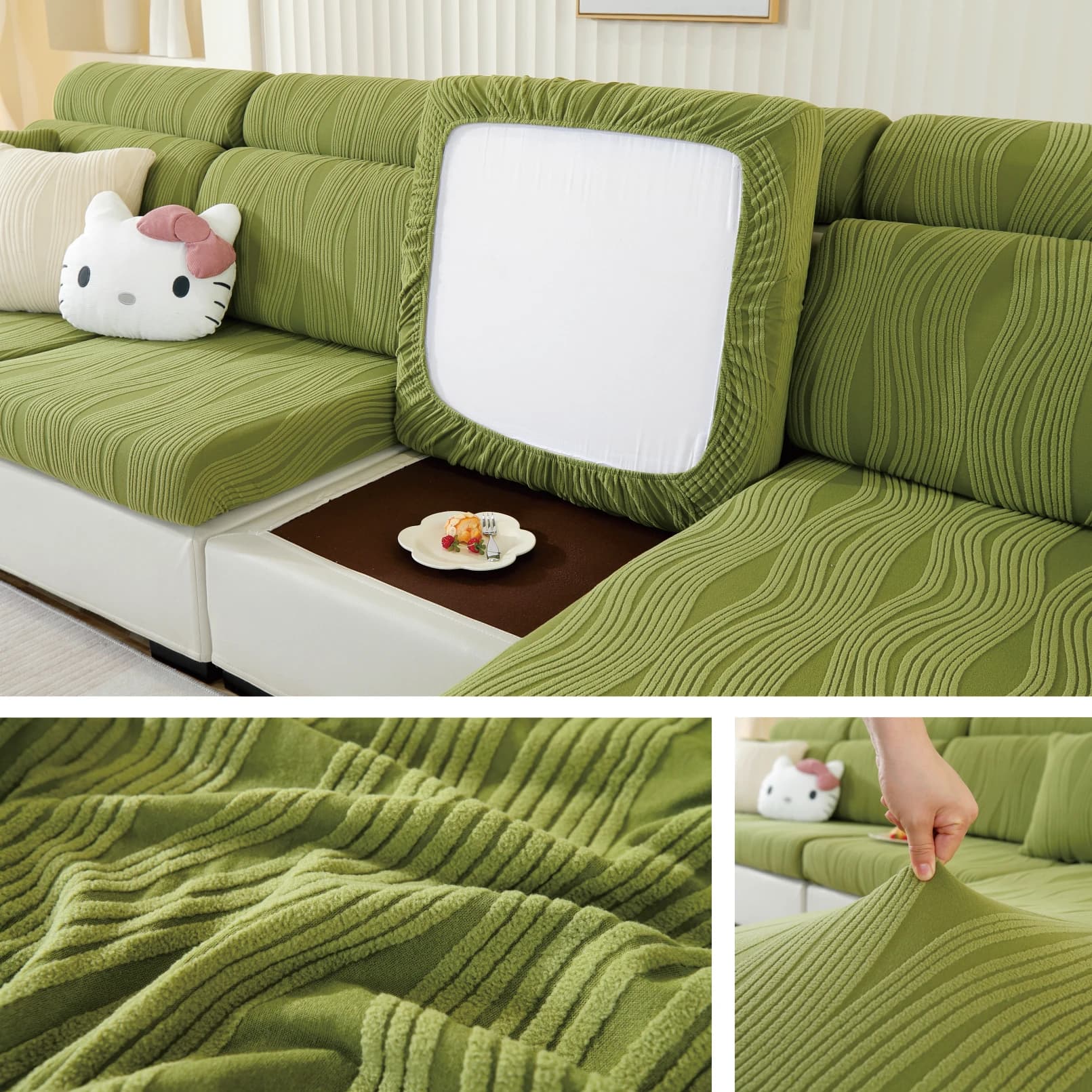 They covered with striped pattern for all seasons, elastic and soft, washable in washing machine, easy to clean.