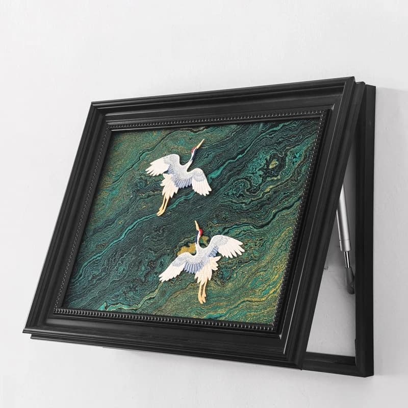 "Xianyun Wild Crane" Estetica orientale Palo idraulico Scatola contatori Scatola contatori Blocco Nuova pittura decorativa ricamo cinese