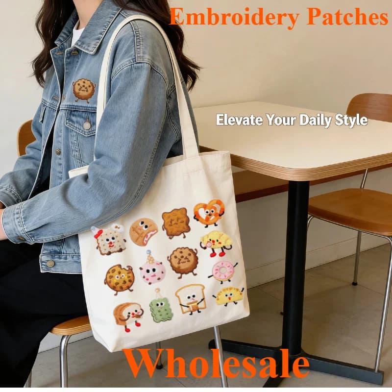 10 Pezzi Patch Ricamate all'Ingrosso a Tema Dessert Francese, Croissant e Biscotti, Termoadesive per Cappelli, Berretti e Regali Fai da Te