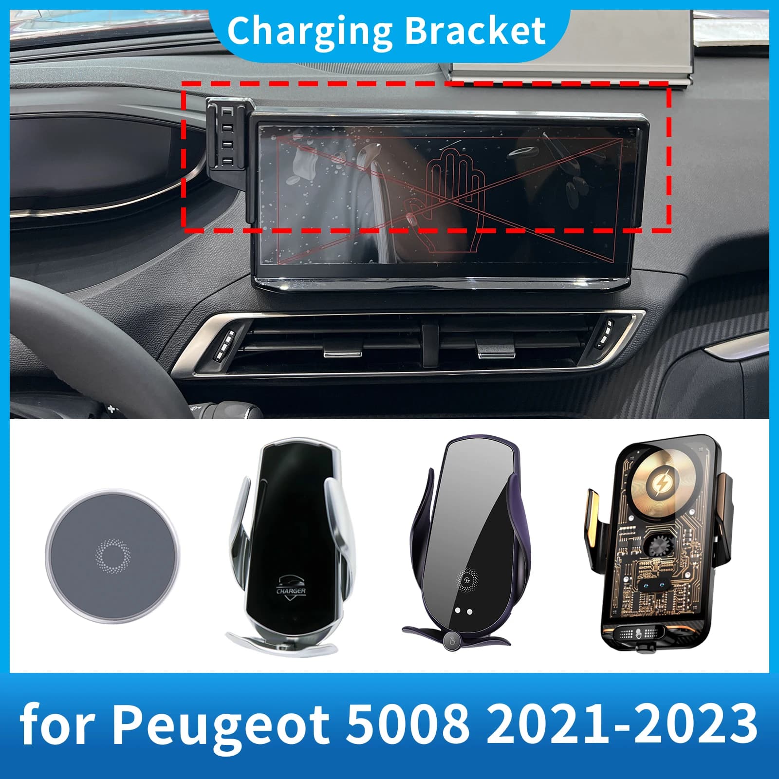 Per Peugeot 5008 2021-2023 Supporto per telefono cellulare per auto Staffa di ricarica GPS Supporto di navigazione Accessori auto