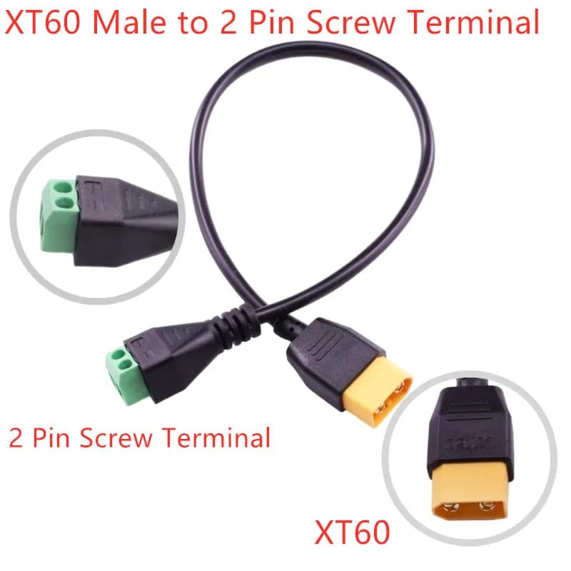 30 cm XT60 male to 2 pin terminal Quick connection adapter Weldless charging connector Power cord for FPV drone charger