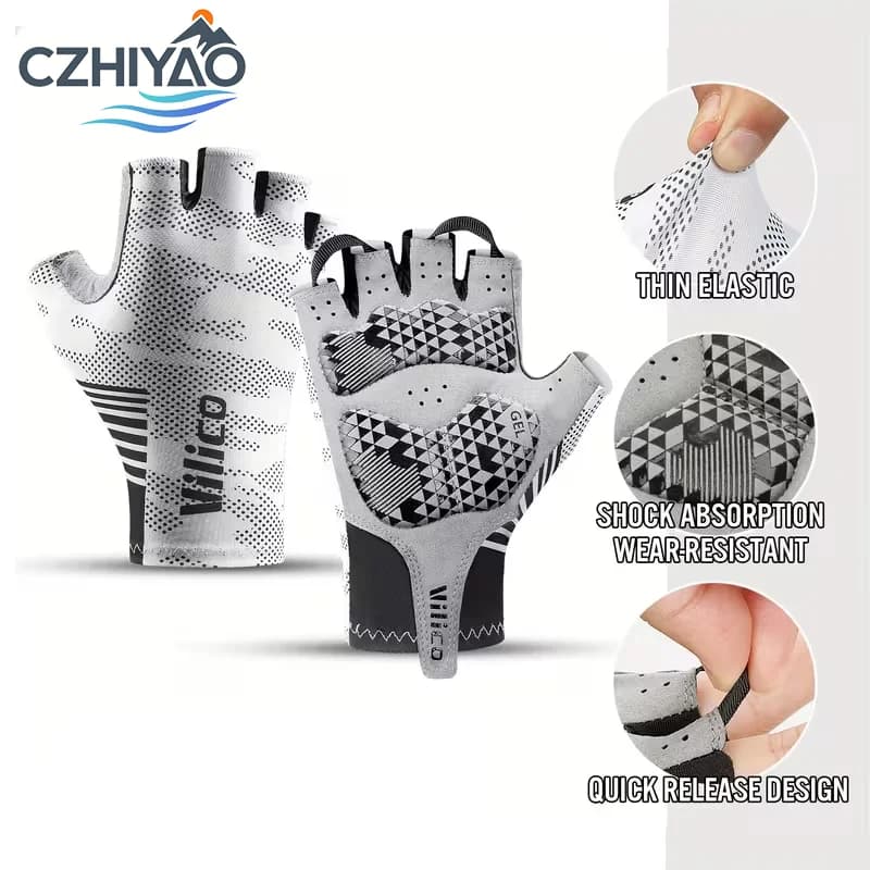 CZHIYAO Breathable Half Finger Workout Gloves Thick Silicone Palm Pads Non-slip Cycling Gym Weight Lifting Training Gloves