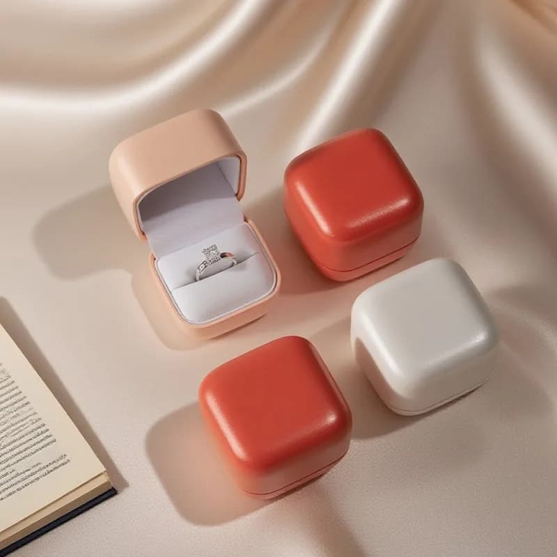 Vetrina per gioielli di moda Robusta scatola di immagazzinaggio regalo Scatola per imballaggio di nozze Scatola per anelli luminosi a LED multifunzionale per l'uso quotidiano