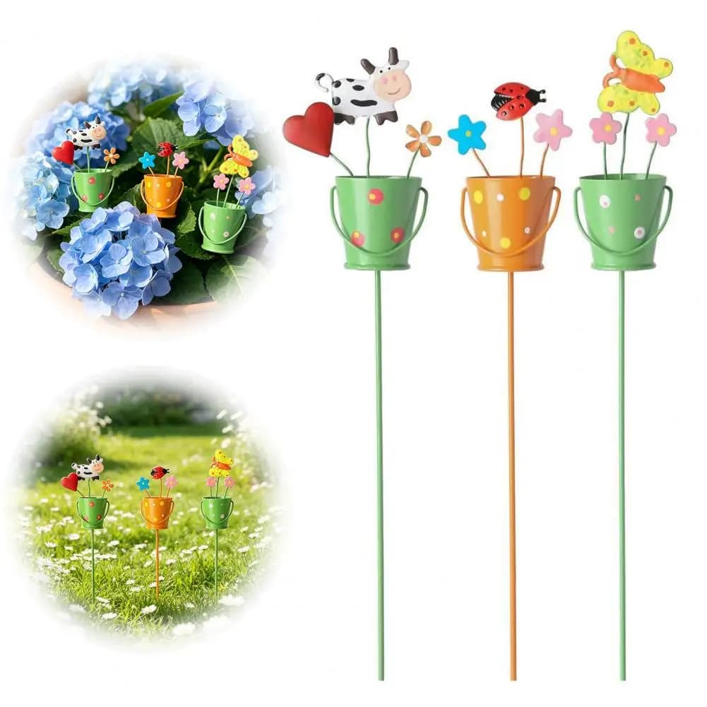 Set di 3/6 Pezzi Decorativi per Vasi di Piante, Pali per Fioriere da Interno ed Esterno, Accessori per Giardino