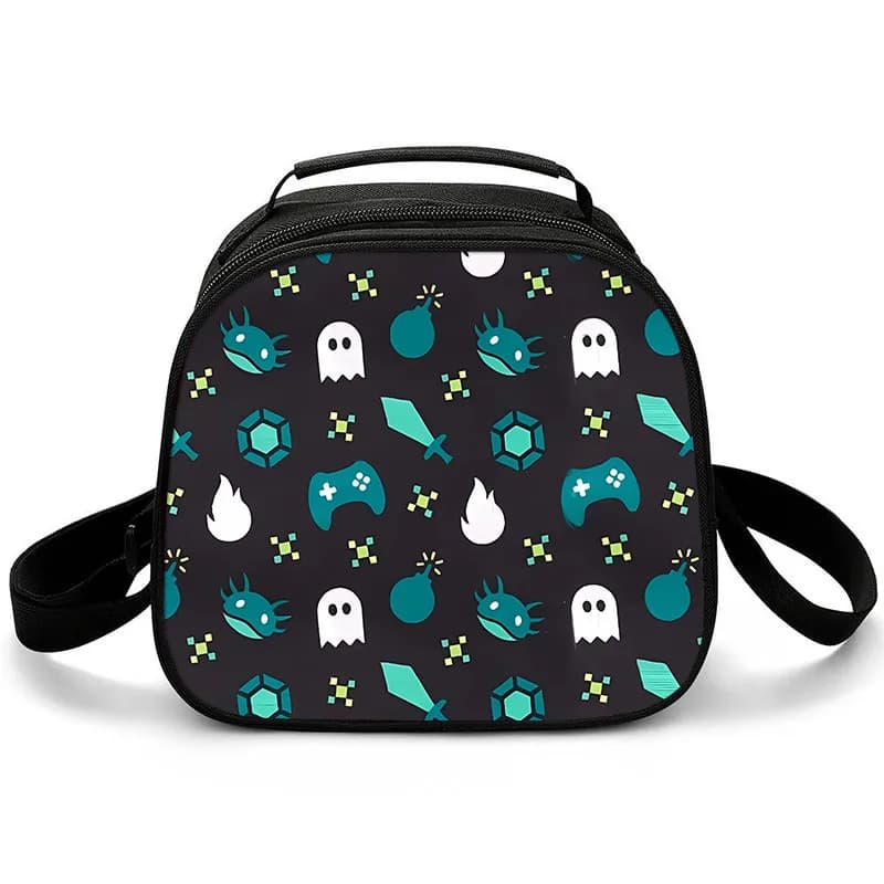 Borsa da pranzo circolare con tracolla singola da gioco, borsa da viaggio portatile, scatola per alimenti, borsa da picnic portatile