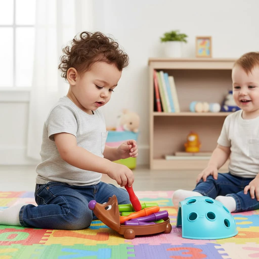 Giocattolo Montessori a Forma di Riccio con Pioli in Plastica per l'Apprendimento dei Colori, Sviluppo della Motricità Fine e Concentrazione