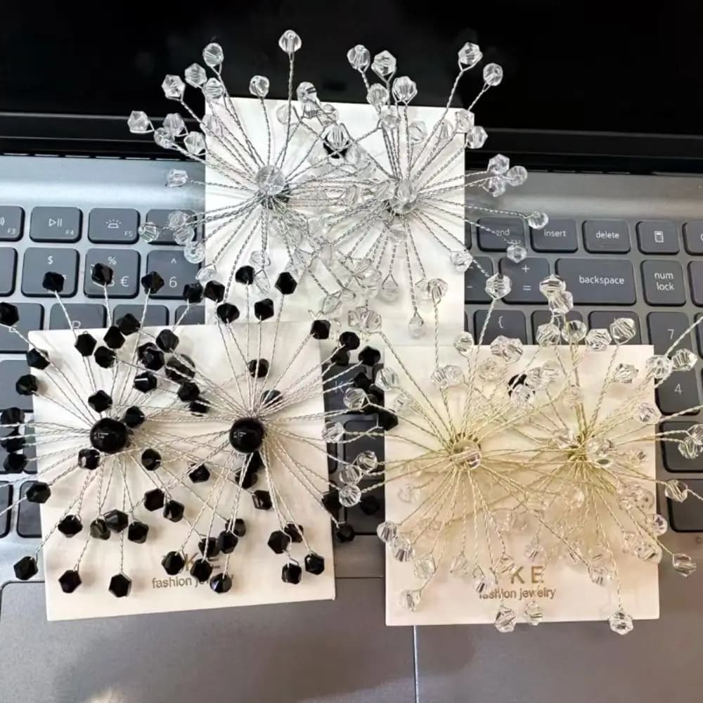 Gioielli da sposa Orecchini con fiocco di neve Accessori da donna Orecchini a bottone esagerati scintillanti Orecchini di cristallo con perline Accessori da sposa