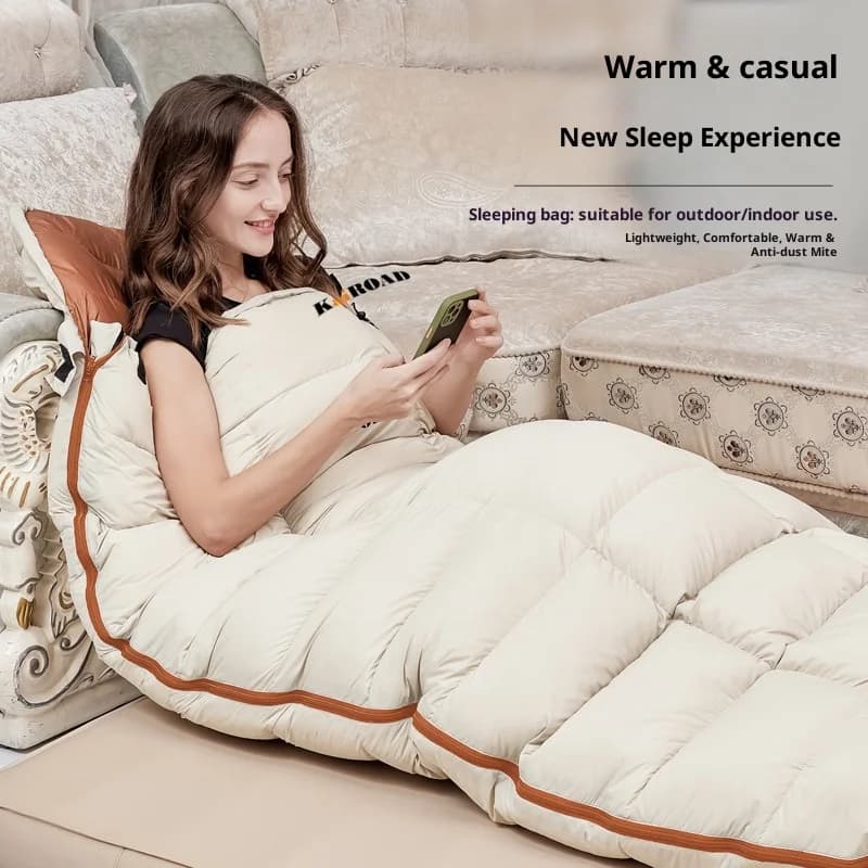 KAIROAD fur bag shaped like an egg, thickened, portable, 3500 G, in white duck feather, waterproof, nylon, from -25 to -20 degrees, for adults, from camping