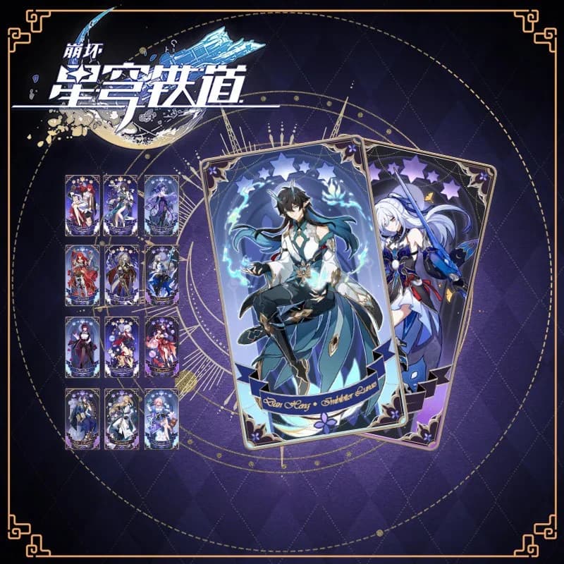 Gioco Honkai Star Rail (La Fable of The Stars) Portachiavi con supporto in acrilico per carte dei tarocchi per accessori Borsa con ciondolo Portachiavi Anello ebreo