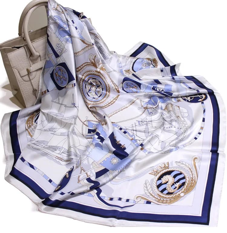 100Silk Scarf Luxury Hand Rolled Bandanas 110CM Oversized Square Shawls Hair Neck Belt Scarves Satin Soft Hijab 110cm