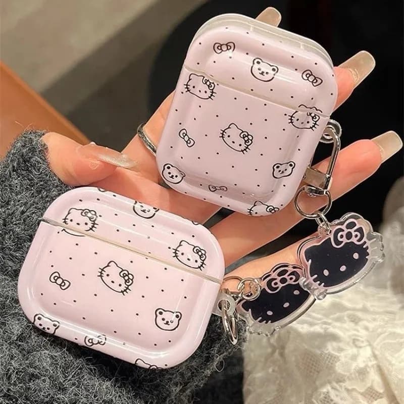 Custodia per auricolare Bluetooth Hello KT per auricolari AirPods4 per Apple AirPods 1/2 3 Pro2 Portachiavi di ricambio per custodia per auricolare Bluetooth