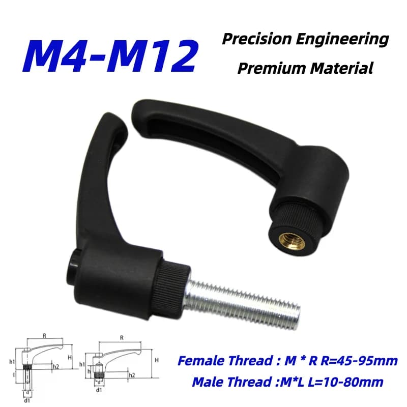 1PCS Nylon 7 Shape Fixed Handle Resin Arc Flange Plastic Adjustable Position Tightening Knob Screw Female Thread M4-M12