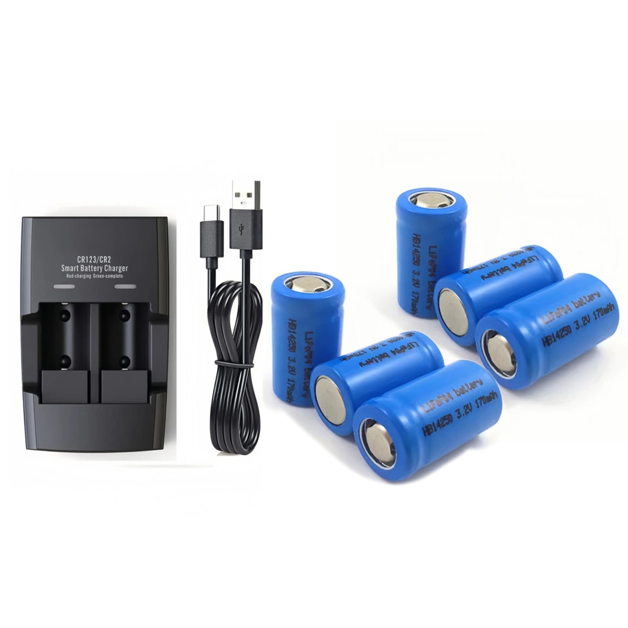 6PCS 14250 LiFePO4 battery 3.2V 170mAh Charger for Smoke alarm Infrared laser sight Flashlight Alarm systems Medical instruments