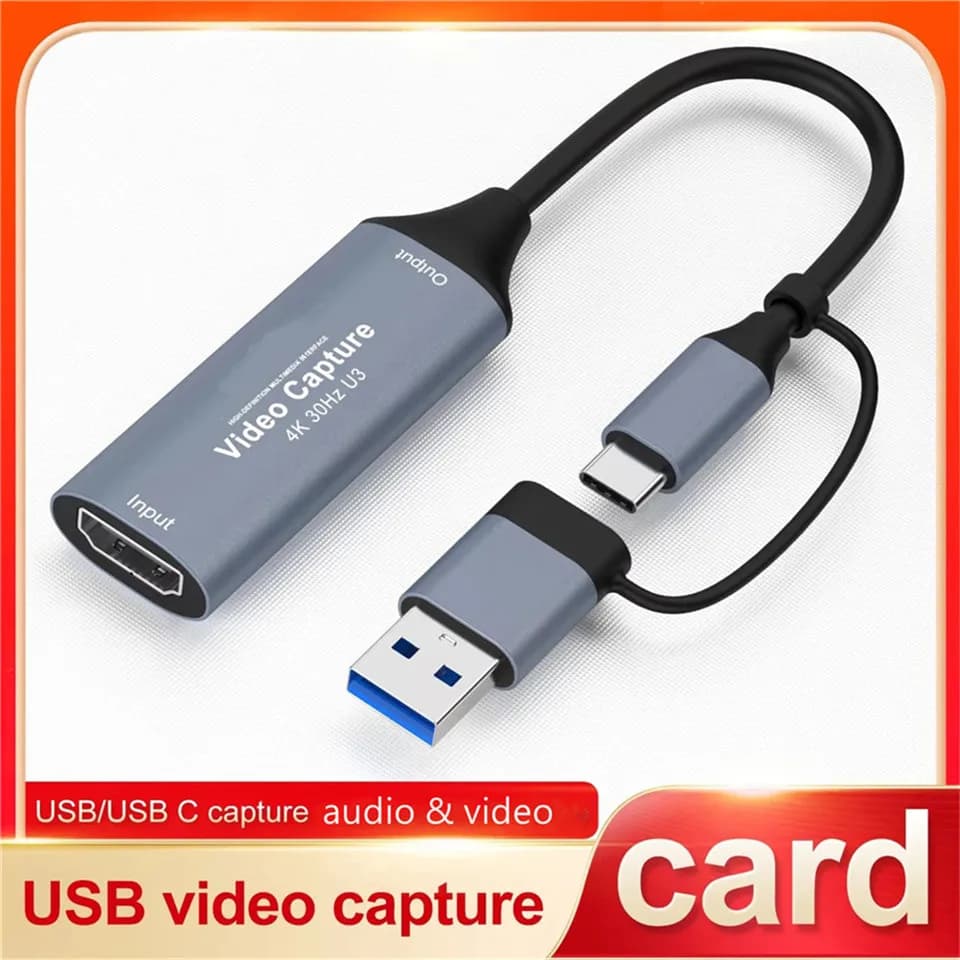 Scheda di acquisizione video USB 3.0 2 in 1 4K compatibile con USB 2.0 Type-C Game Grabber Record per Switch Xbox PS5/4 Trasmissione in diretta