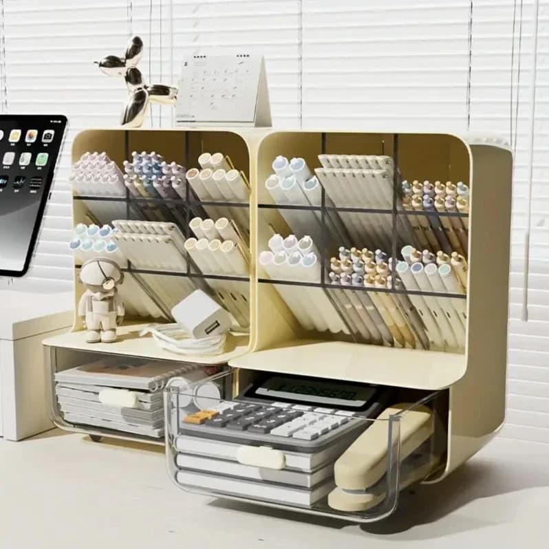 Multi-Layer Desk Organizer Large Capacity Office Accessories Slanted Insert Pencil Holder Storage Box Stationery Supplies School
