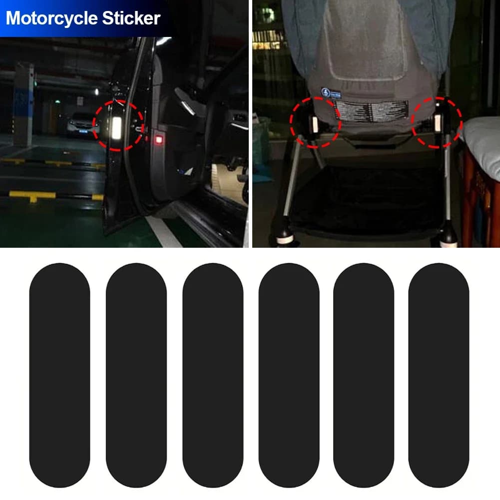 4/5/6 pieces black rectangle simple effective reflective tape for cars reflective adhesives for motorcycle helmets invisible for helmets bike