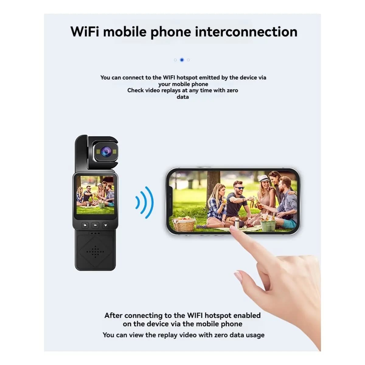 Puntuale- Mini Action Camera HD 1080P WIFI IP65 360 ° Registratore video da ciclismo indossato sul petto con obiettivo sportivo anti-vibrazione 16G