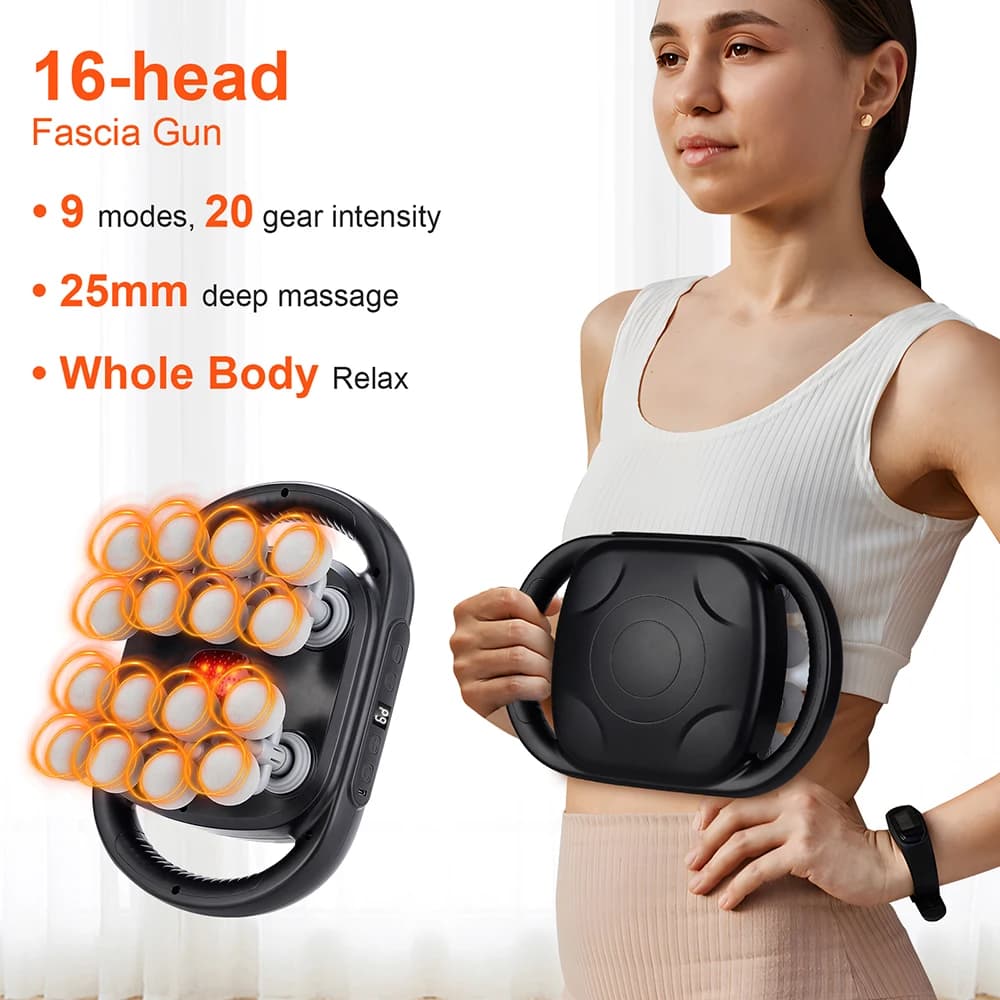 16-head massage gun High-frequency vibration for muscle relief Deep tissue per neck Cervical column Full body