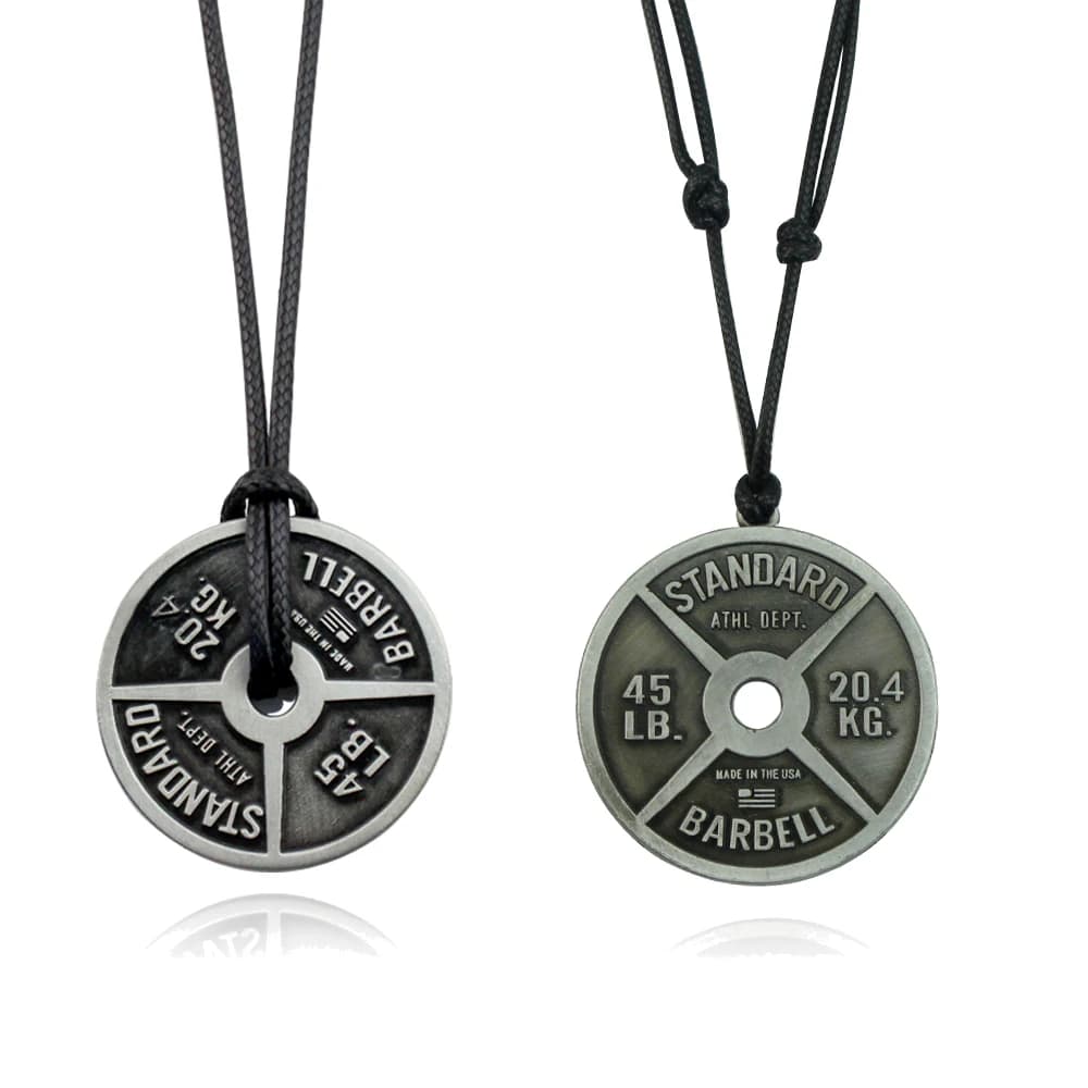 Fitness Gym Necklace Weights Plate Balances Pendant with Handlebars Bodybuilding Weightlift Exercises Stainless Steel Jewelry