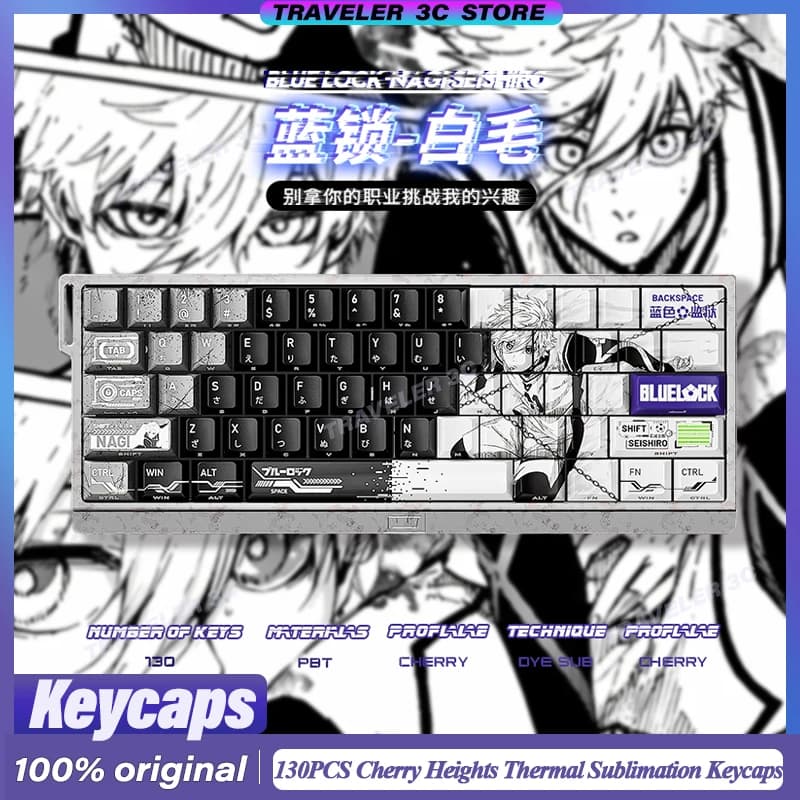 Cang hai Yue Personalizzato Blu Blocco Tema Tastiera Meccanica Copritasti 130PCS PBT Sublimazione Termica Copritasti Mad60 Wooting60He