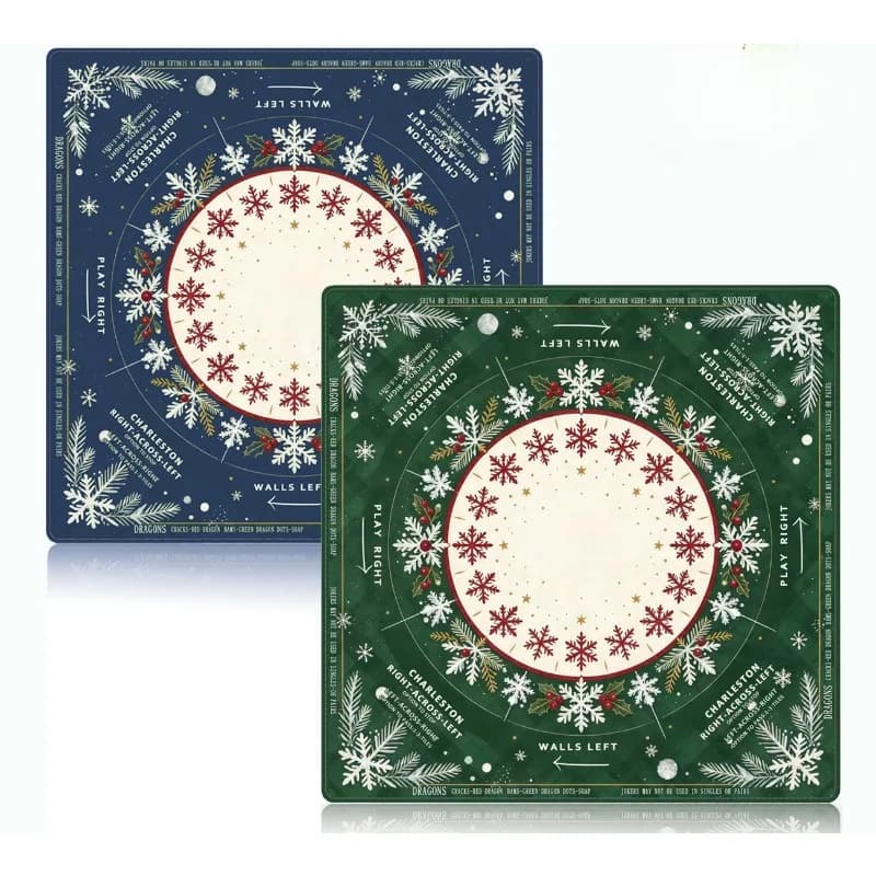 Christmas Mahjong Mat for Table, American Mahjong Play Mat with Rules, Non-Slip Noise Reduction Tile Game Pad, Gift