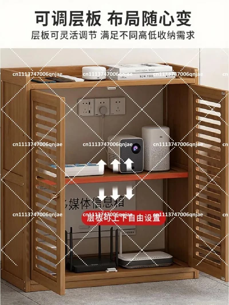 WiFi Router Storage Cabinet Floor Standing Modem Box Cable Management Organizer for Home Office