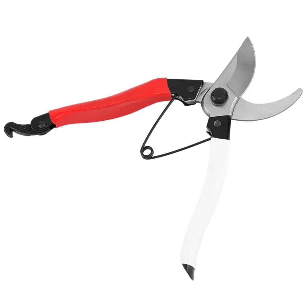 High Carbon Steel Pruning Shears Ergonomic Handle Elbow Design Bypass Pruning Shears Sharp Blades Silver and Red