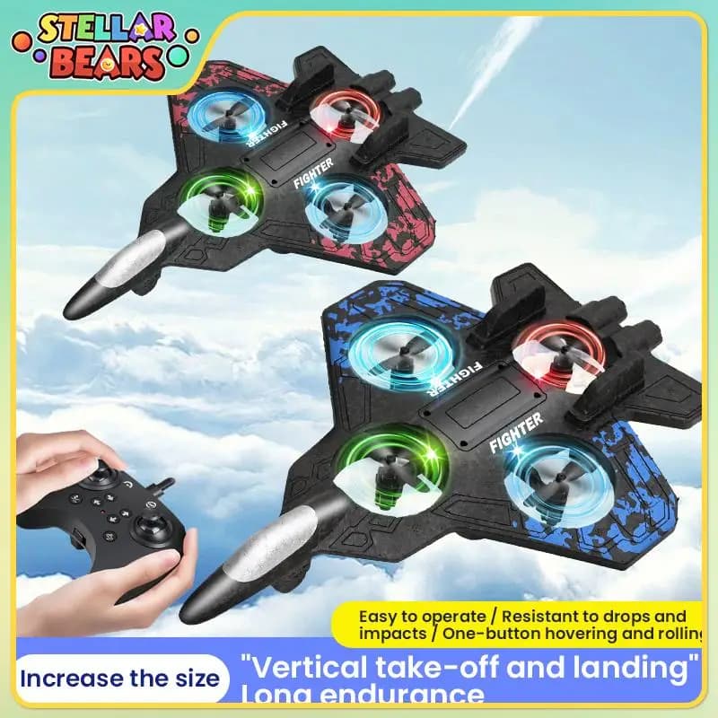2.4G RC Air Foam Stunt Roll Remote Control Air Foam Model Aerial Fixed Aerial with RC Lights Children's Toys