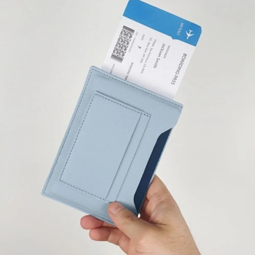 Porta Passaporto Portatile in Tinta Unita, Custodia per Carte in Pelle PU per Check-in Aereo, Clip Multifunzionale per Passaporto e Biglietti da Viaggio
