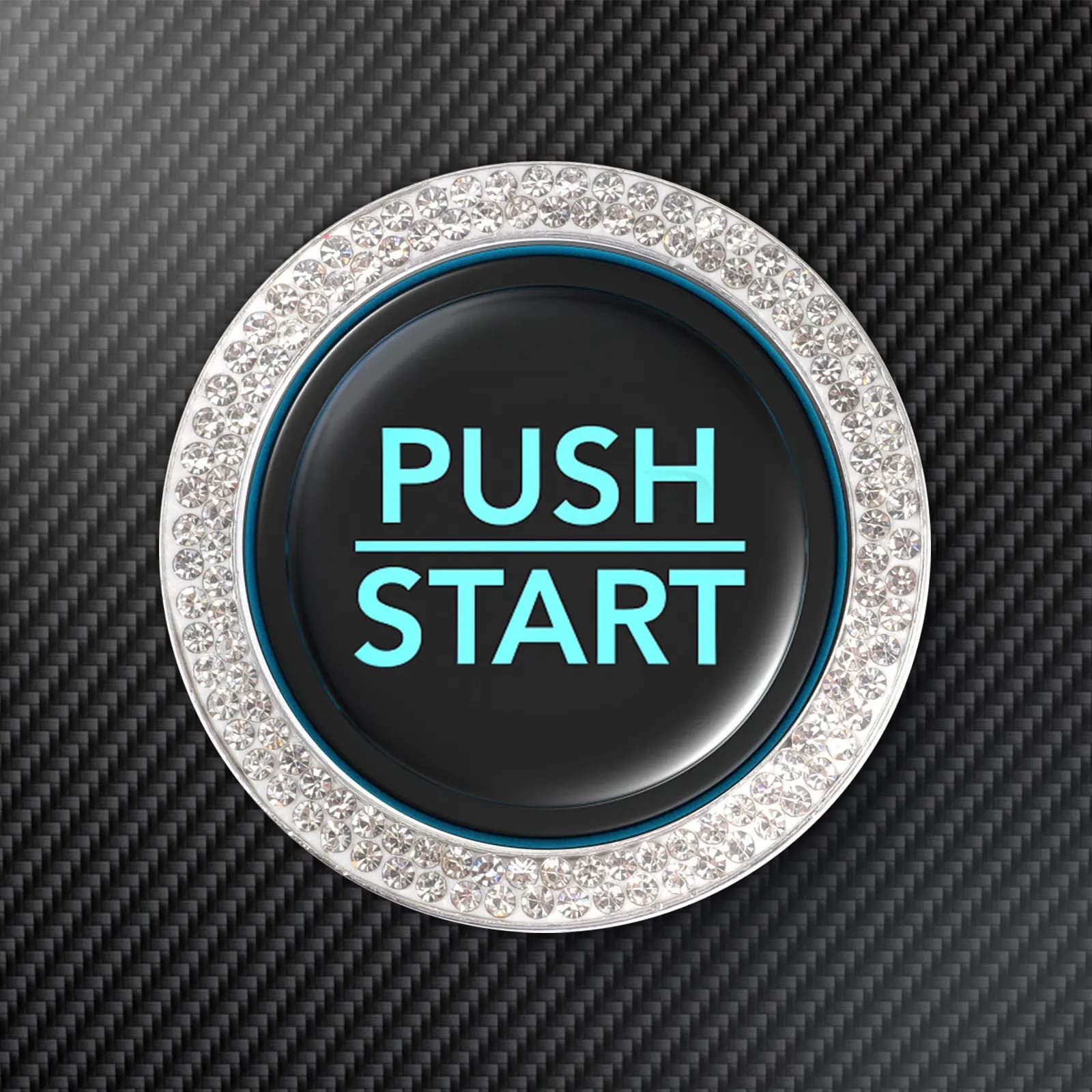 2Pcs Ignition Button Ring Car Rhinestone Cover Luxury Sparkling Engine Start Stop Decor Push Button Trim Car Interior